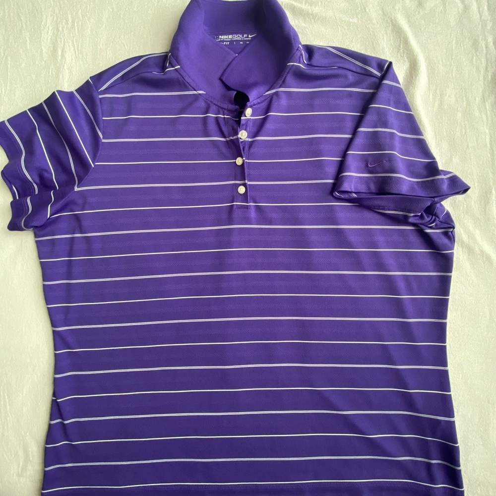 Nike Golf Purple Polo Shirt with White Stripes